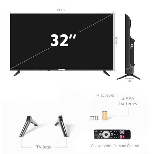 Smart TV de 32 Pulgadas con LED Google TV, Asistente de Google Integrado con Control Remoto por Voz, Compatible con Bluetooth, transmisión de televisión HD 768p (Negro) 