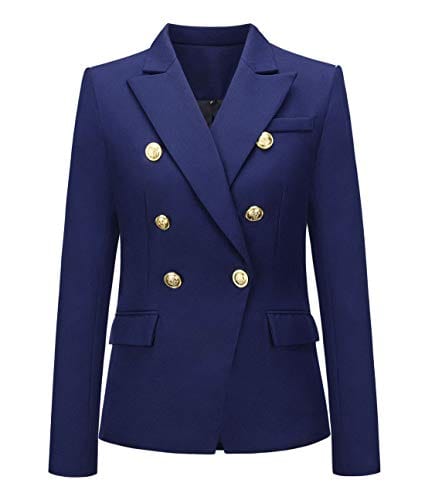 Chouyatou Blazer vintage à double boutonnage pour femme Coupe ajustée