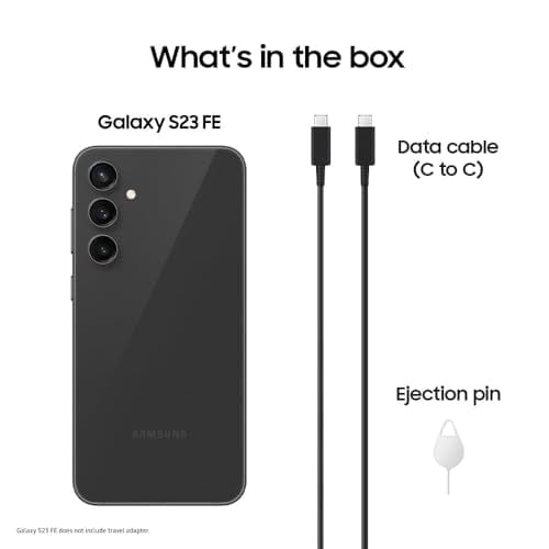 SAMSUNG Galaxy S23 FE AI Téléphone, 128 Go Smartphone Android débloqué, longue durée de vie de la batterie, processeur haut de gamme, écran en verre Gorilla robuste, appareil photo haute résolution 50 MP, version américaine, 2023, graphite 