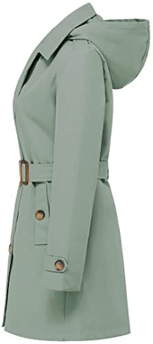 Chrisuno Trench-coat mi-long à double boutonnage pour femme avec ceinture et capuche amovible 