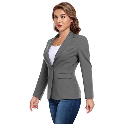 Blazer de bureau pour femmes, un bouton, revers cranté, smoking d'affaires, jolie pochette, costume Petite