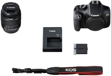 Appareil photo reflex numérique Canon EOS Rebel T100 avec objectif EF-S 18-55 mm f/3.5-5.6 III, capteur CMOS APS-C 18 MP, Wi-Fi intégré, viseur optique, images impressionnantes et vidéos Full HD, carte SD de 32 Go incluse 