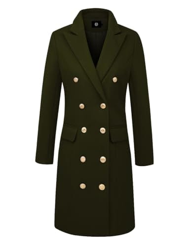 IDEALSANXUN Womens Fall Winter Wool Coats Double Breasted Midi Peacoat Trench Coats