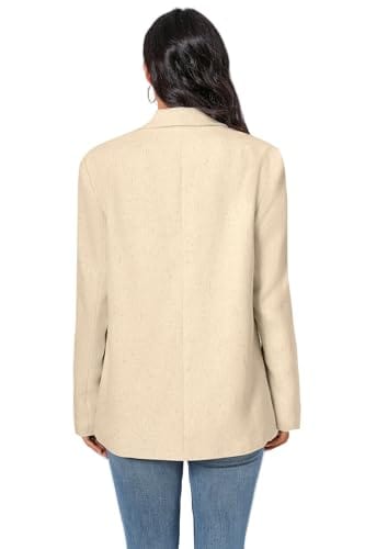 Women's Oversized Double-Breasted Suit Blazer Jacket Long Sleeve Casual Boyfriend Style Work Office Blazer with Pockets