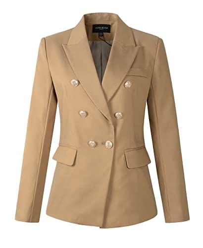 Womens Double Breasted Military Style Blazer Ladies Coat Jacket