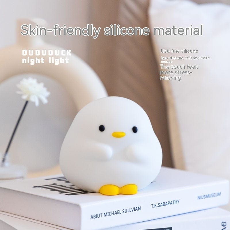 Lindo pato LED lámpara de noche de dibujos animados de silicona USB recargable luz para dormir Sensor táctil sincronización dormitorio lámpara de noche para regalo de niño decoración del hogar