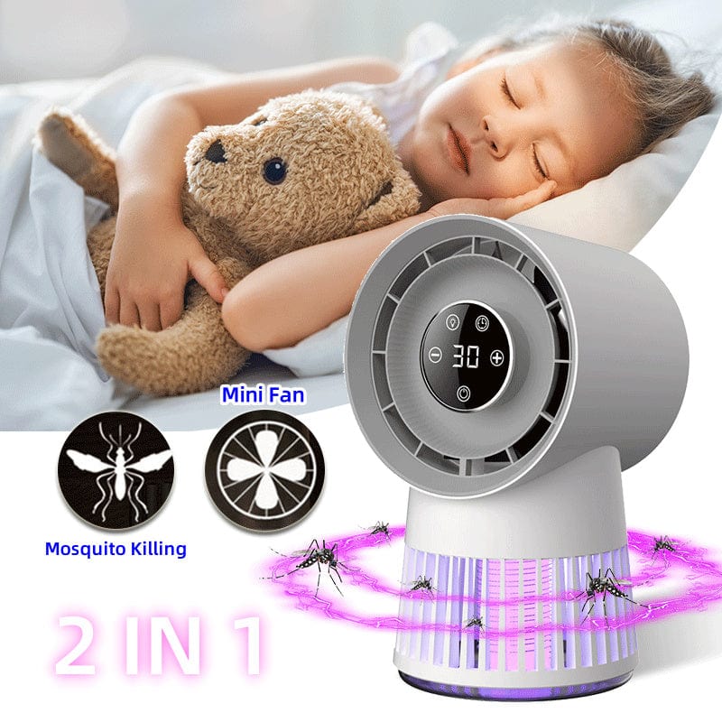 Mini ventilador de escritorio creativo 2 en 1 para matar mosquitos, matamosquitos eléctrico, ventilador recargable por USB, lámpara de noche, suministros para el hogar y el exterior