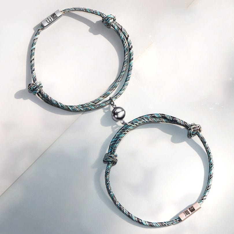 Pulsera con nombre personalizado, compromiso de amor eterno, imán que se atrae entre sí, pulsera de acero inoxidable para parejas