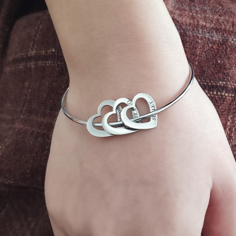 Pulsera de amor Corazón de melocotón Nombre Letras Pulsera de acero de titanio