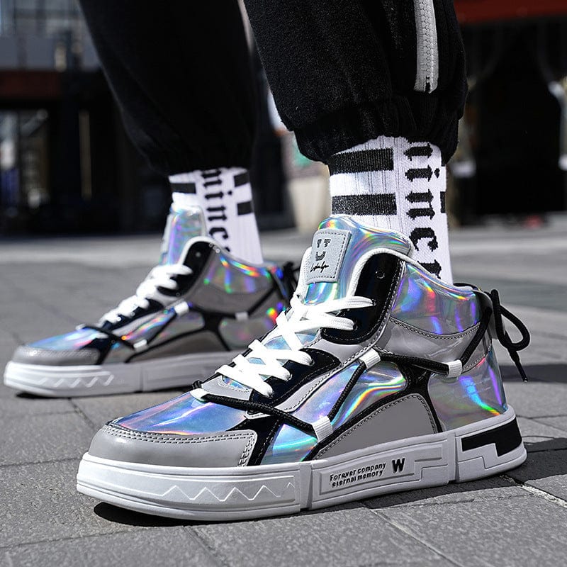 High-top Color Matching Lace Up Casual Sneakers