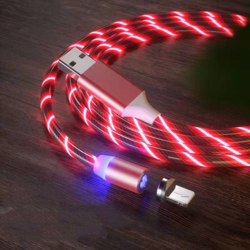 Magnetic Charging Cable Streamer Fast Charging Cable Lighting Micro USB Cable LED Magnet Charger Type-C Cable.