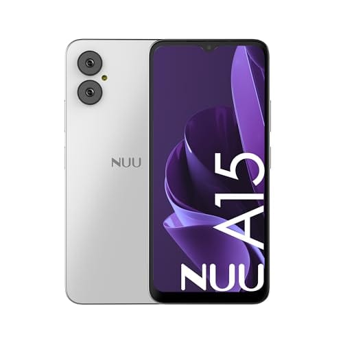 Teléfono celular NUU A15 4GB + 128GB, Desbloqueado para Mint, Metro, T-Mobile, Qlink y más, Perfecto para adolescentes, Dual SIM 4G, Octa-Core Helio G36 2.2GHz 6.5" HD+, Android 13, Púrpura, Garantía de EE. UU. 