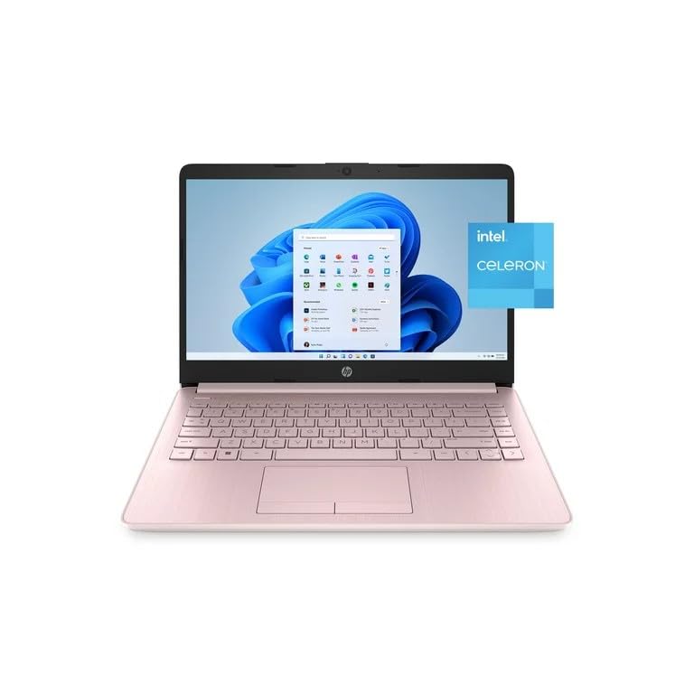 Ordinateur portable HP 14, Intel Celeron N4020, 4 Go de RAM, 64 Go de stockage, écran HD micro-bord de 14 pouces, Windows 11 Famille, fin et portable, graphiques 4K, un an de Microsoft 365 (14-dq0040nr, blanc flocon de neige) 