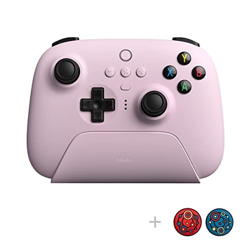 8Bitdo Ultimate Manette sans fil 2,4 g avec station de chargement, mise à jour du joystick à effet Hall, manette de jeu Pro avec boutons arrière et fonction Turbo pour PC, Android, Steam Deck et Apple (violet) 