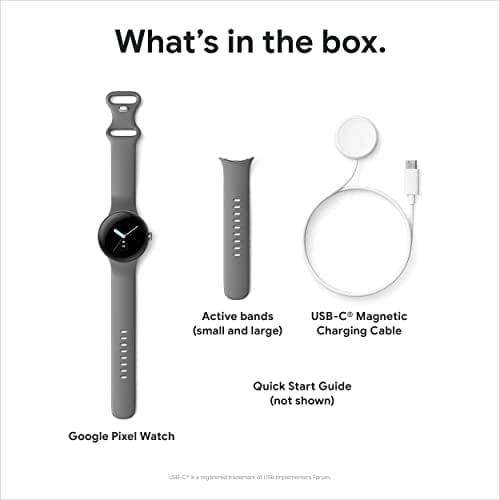 Google Pixel Watch - Reloj inteligente Android con seguimiento de actividad Fitbit - Seguimiento de frecuencia cardíaca - Caja de acero inoxidable negro mate con banda activa Obsidian - LTE 