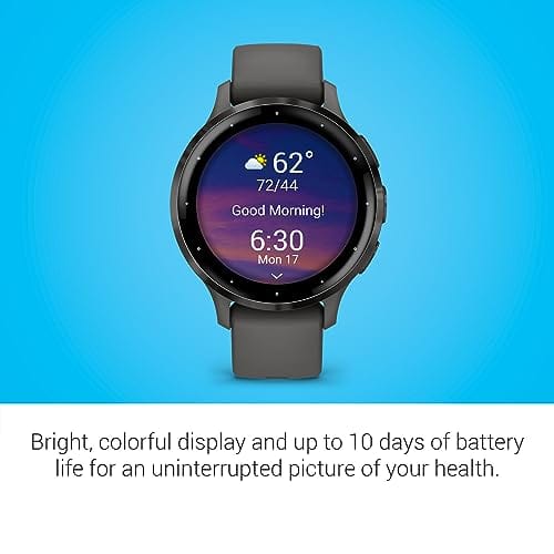 Garmin Venu 3 Slate Stainless Steel Bezel 1.4-Inch AMOLED Touchscreen Display Smart Watch with 45mm Black Case and Silicone Band