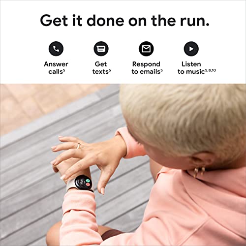 Google Pixel Watch - Reloj inteligente Android con seguimiento de actividad Fitbit - Seguimiento de frecuencia cardíaca - Caja de acero inoxidable negro mate con banda activa Obsidian - LTE 