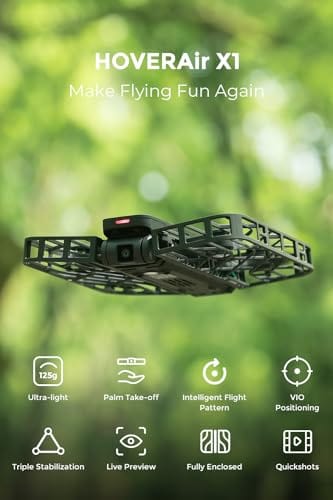 X1 Drone with Camera, Self-Flying Camera Drone with Follow Me Mode, Foldable Mini Drone with HDR Video Capture, Palm Takeoff, Intelligent Flight Paths, Hands-Free Control Black (Combo)