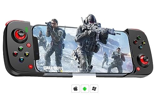 Megadream Manette de jeu mobile pour iPhone iOS Android PC : fonctionne avec iPhone 15/14/13/12/11/X, iPad, Samsung Galaxy, TCL, tablette, Call of Duty, Black Desert Mobile – Jouez directement (gris) 