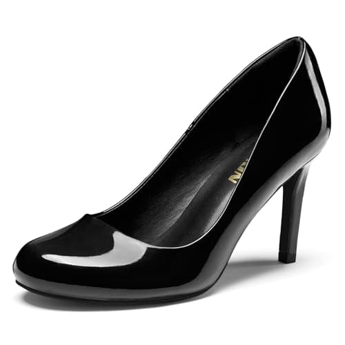 Women's Round Toe Comfortable Stiletto Heels Closed Toe Dress Pumps Shoes for Wedding Work Office Business