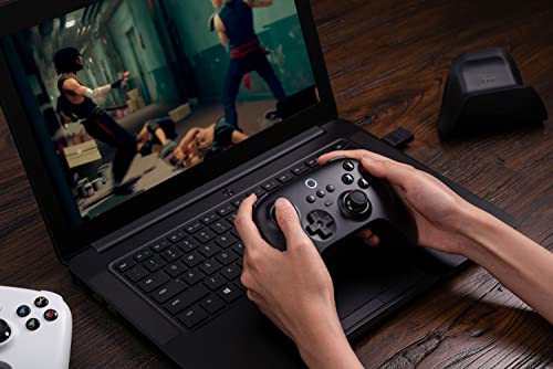 Controlador inalámbrico 8Bitdo Ultimate de 2,4 g con base de carga, actualización de joystick de efecto Hall, Gamepad profesional con botones traseros y función Turbo para PC, Android, Steam Deck y Apple (púrpura) 