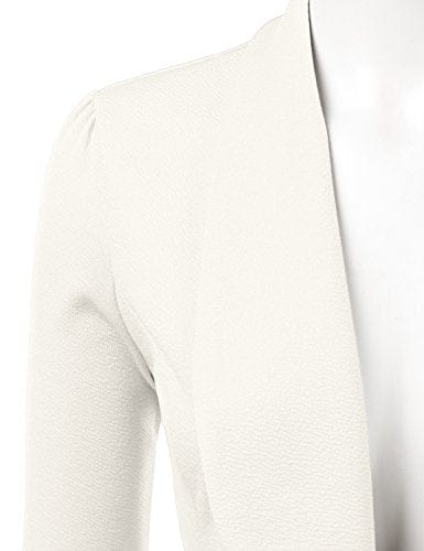 DOUBLJU Blazer léger et fin à manches 3/4 ouvert sur le devant - Veste déconstruite décontractée pour femme - Vêtements de grande taille 