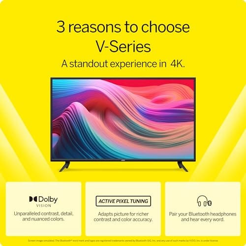 VIZIO Téléviseur intelligent LED 4K UHD série V de 50 pouces avec télécommande vocale, Dolby Vision, HDR10+, compatibilité Alexa, modèle 2022 