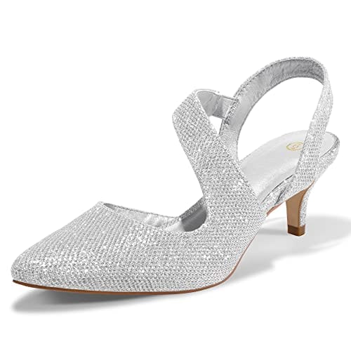 mysoft Zapatos de tacón bajo para mujer, 2.0 in, punta puntiaguda, zapatos de vestir para fiesta de boda 