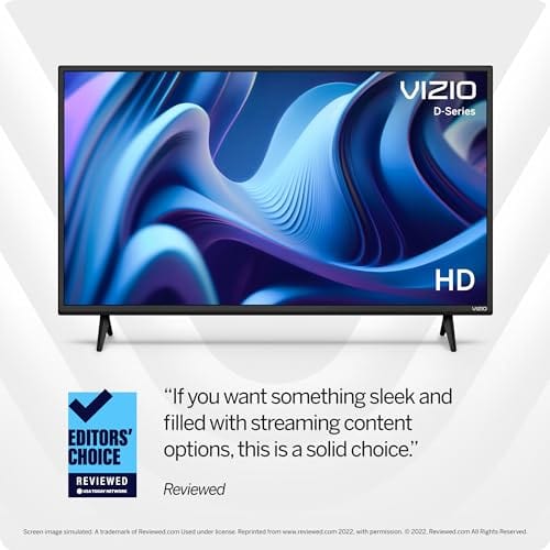 VIZIO Téléviseur intelligent série D HD 720p 32 pouces avec Apple AirPlay et Chromecast intégrés, compatibilité Alexa, D32h-J, modèle 2022 