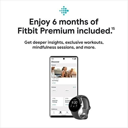 Google Pixel Watch - Reloj inteligente Android con seguimiento de actividad Fitbit - Seguimiento de frecuencia cardíaca - Caja de acero inoxidable negro mate con banda activa Obsidian - LTE 