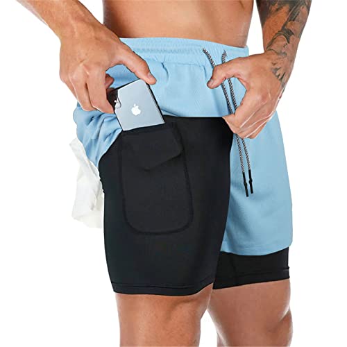 Surenow Mens Running Shorts，Workout Running Shorts for Men，2-in-1 Stealth Shorts，7-Inch Gym Yoga Outdoor Sports Shorts