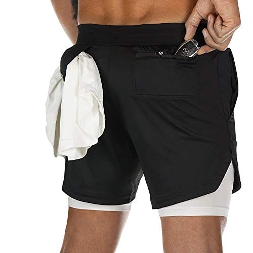 Surenow Mens Running Shorts，Workout Running Shorts for Men，2-in-1 Stealth Shorts，7-Inch Gym Yoga Outdoor Sports Shorts