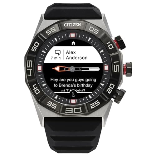 Montre intelligente hybride Citizen CZ Smart PQ2 avec application YouQ Wellness dotée de l'IA IBM Watson® et de la recherche de la NASA, écran personnalisable en noir et blanc, Bluetooth, RH, suivi d'activité, autonomie de 18 jours 