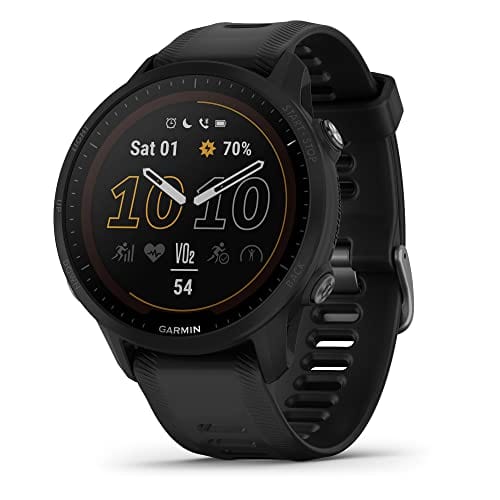 Garmin Forerunner® 955 Solar, reloj inteligente para correr con GPS y capacidad de carga solar, adaptado a triatletas, batería de larga duración, Whitestone 