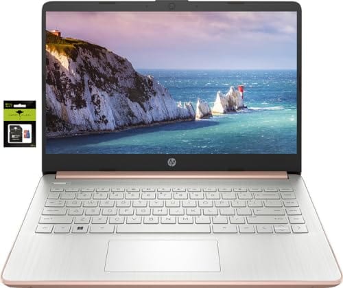 HP le plus récent ordinateur portable ultra léger de 14 po pour étudiants et entreprises, Intel Quad-Core N4120, 8 Go de RAM, 192 Go de stockage (64 Go eMMC + 128 Go Micro SD), 1 an Office 365, webcam, HDMI, WiFi, USB-A&amp;C, Win 11 S 