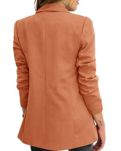 Hdieso Chaqueta tipo blazer con botones de solapa y manga larga para mujer, color sólido, informal 