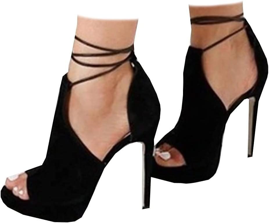 Womens Peep Toe Tie Lace Up Platform High Heels Sexy Stilettos Dress Sandals Wedding Pumps Shoes Xpress