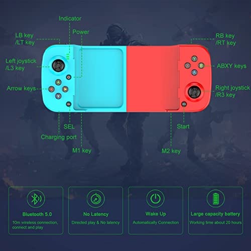 Megadream Mobile Game Controller Gamepad para iPhone iOS Android PC: Funciona con iPhone 15/14/13/12/11/X, iPad, Samsung Galaxy, TCL, Tablet, Call of Duty, Black Desert Mobile - Juego directo (Gris) 