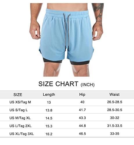 Surenow Mens Running Shorts，Workout Running Shorts for Men，2-in-1 Stealth Shorts，7-Inch Gym Yoga Outdoor Sports Shorts