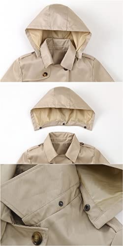 Chrisuno Trench-coat mi-long à double boutonnage pour femme avec ceinture et capuche amovible 