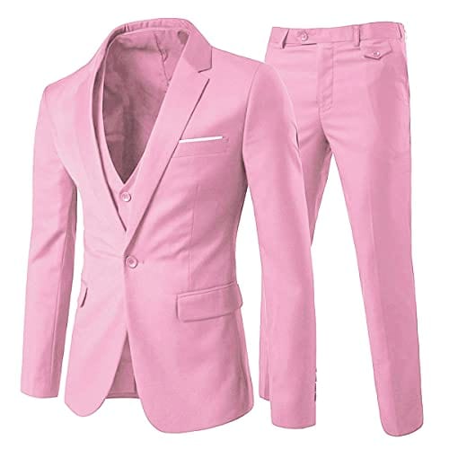 Cloudstyle Mens 3-Piece Suit Notched Lapel One Button Slim Fit Formal Jacket Vest Pants Set