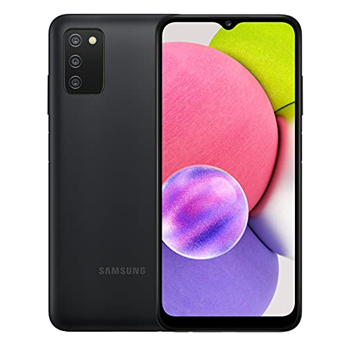 Teléfono celular Samsung Galaxy A03s, teléfono inteligente Android desbloqueado AT&amp;T GSM, 32 GB, batería de larga duración, almacenamiento ampliable, 3 lentes de cámara, pantalla infinita - negro (renovado) 