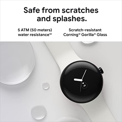 Google Pixel Watch - Reloj inteligente Android con seguimiento de actividad Fitbit - Seguimiento de frecuencia cardíaca - Caja de acero inoxidable negro mate con banda activa Obsidian - LTE 