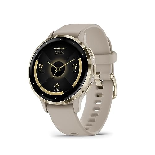 Garmin Venu 3 Slate Lunette en acier inoxydable Montre intelligente à écran tactile AMOLED de 1,4 pouces avec boîtier noir de 45 mm et bracelet en silicone 