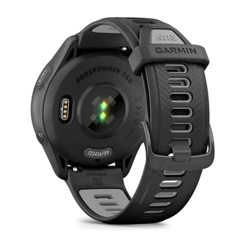 Montre intelligente de course Garmin Forerunner 265, écran AMOLED coloré, mesures d'entraînement et informations de récupération, pierre blanche et bleu marée 