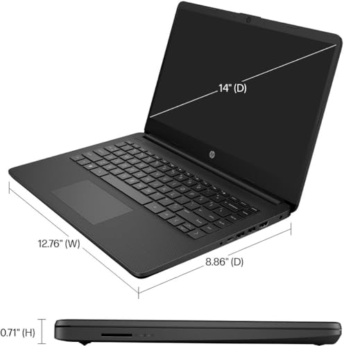 HP le plus récent ordinateur portable ultra léger de 14 po pour étudiants et entreprises, Intel Quad-Core N4120, 8 Go de RAM, 192 Go de stockage (64 Go eMMC + 128 Go Micro SD), 1 an Office 365, webcam, HDMI, WiFi, USB-A&amp;C, Win 11 S 