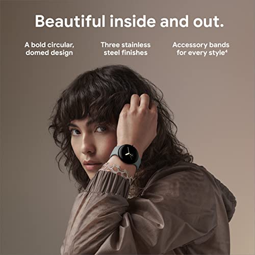 Google Pixel Watch - Reloj inteligente Android con seguimiento de actividad Fitbit - Seguimiento de frecuencia cardíaca - Caja de acero inoxidable negro mate con banda activa Obsidian - LTE 