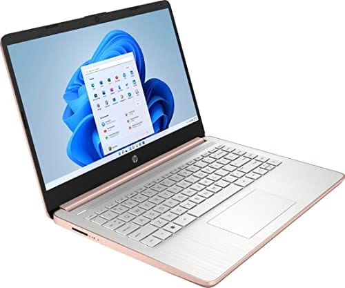 Ordinateur portable HP 14, Intel Celeron N4020, 4 Go de RAM, 64 Go de stockage, écran HD micro-bord de 14 pouces, Windows 11 Famille, fin et portable, graphiques 4K, un an de Microsoft 365 (14-dq0040nr, blanc flocon de neige) 