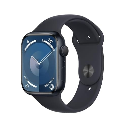 Apple Watch Series 9 [GPS 45mm] Smartwatch with Midnight Aluminum Case with Midnight Sport Band M/L. Fitness Tracker, Blood Oxygen & ECG Apps, Always-On Retina Display (Renewed)