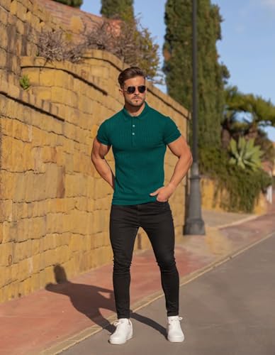 Muscle Polo Shirts for Men Slim Fit Short Sleeve Golf Shirts Men Dry Fit Shirts Casual Stylish Clothes